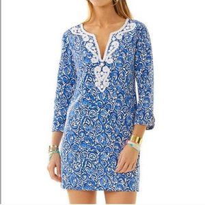 Lilly Pulitzer Indigo Julianna Embroidered Beaded Tunic Dress Size XS